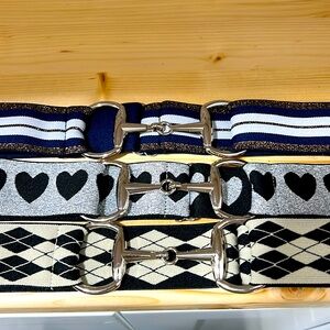 Elastic Equestrian snaffle bit belt Adjustable band one size fits most.